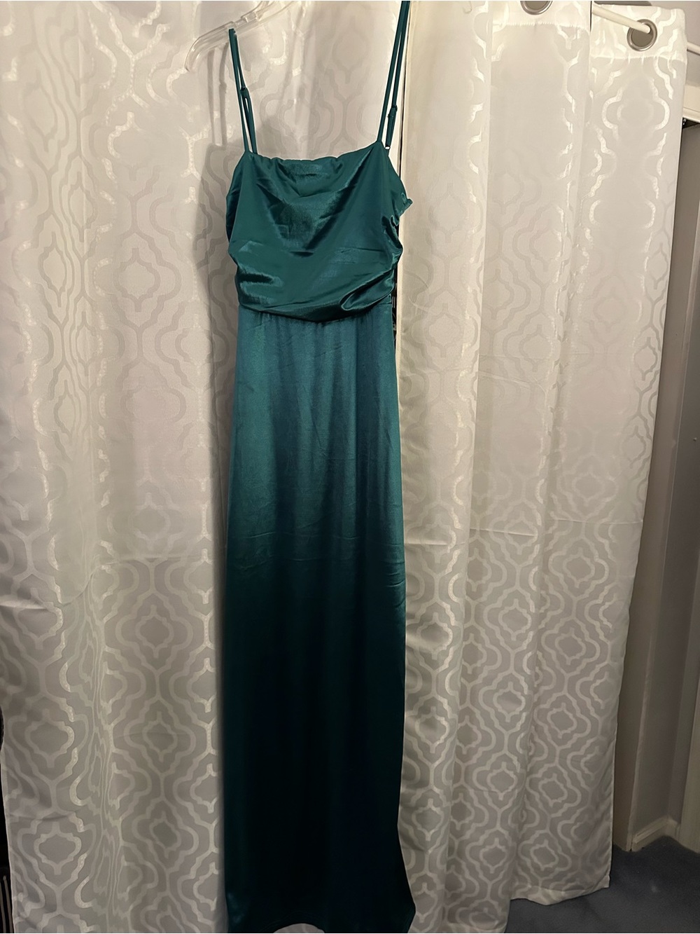 Lulu's Green Velvet Cowl Neck Maxi Dress